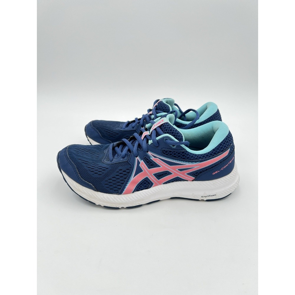 ASICS Women's Blue Pink Running‎ Shoes Athletic Sneakers Comfort Walking Size 8 - Picture 6 of 9